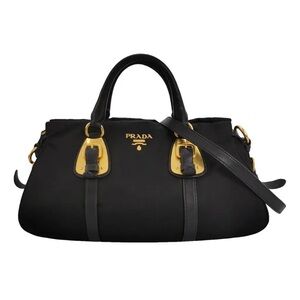 Prada Women's Satchel in Black with Gold Details